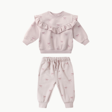 Fleece Sweatpant + Ruffle Sweatshirt Bows