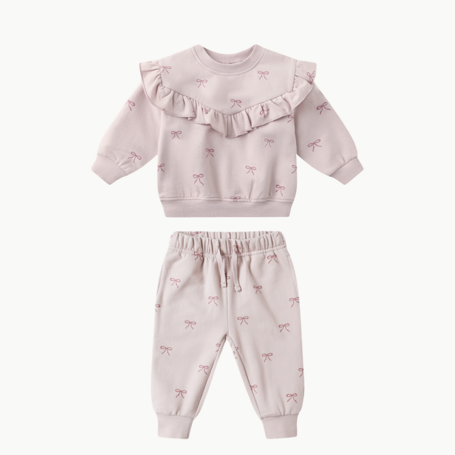 Fleece Sweatpant + Ruffle Sweatshirt Bows