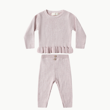 Rib Knit Peplum Top + Legging Lilac