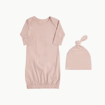 Organic Sleeping Gown + Matching Hat Blush