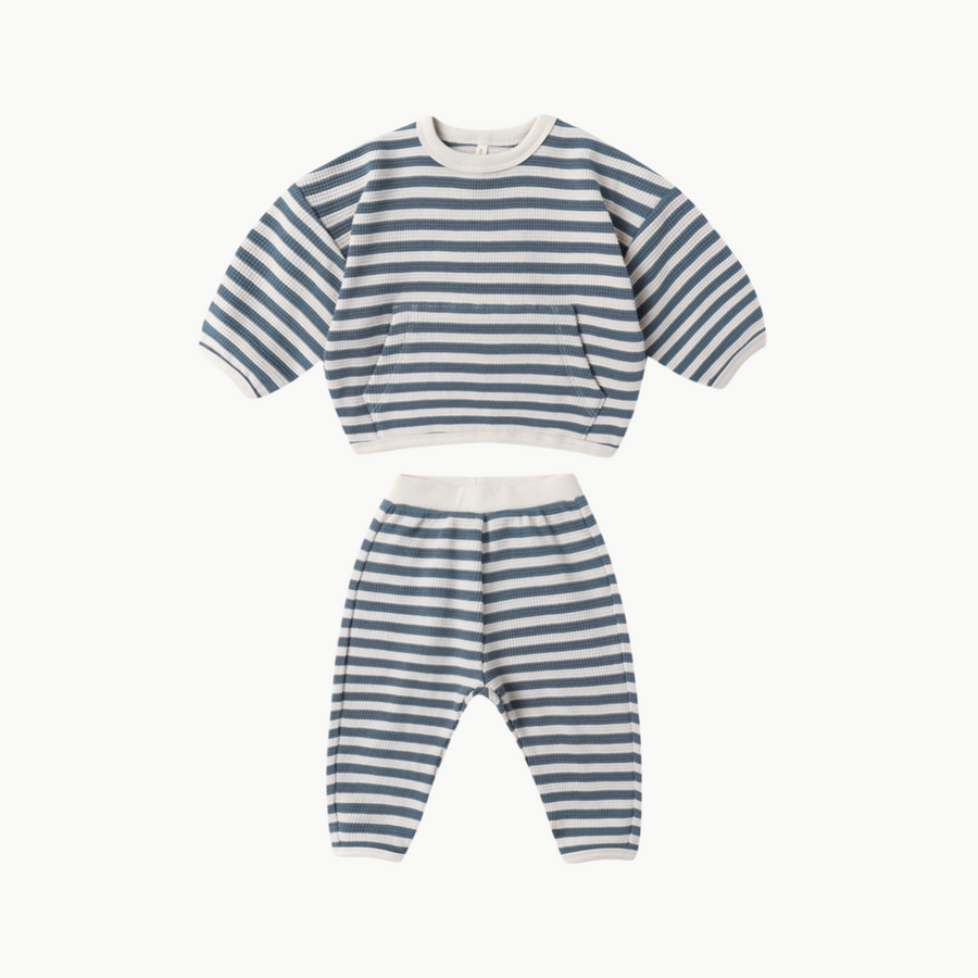 Waffle Slouch Set Ocean Stripe