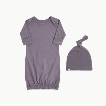 Organic Sleeping Gown + Matching Hat Vintage Plum