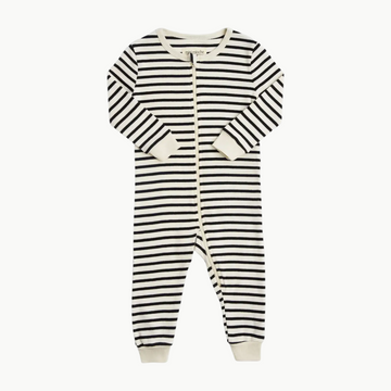 Organic Dreamy Long Sleeve Romper Natural Stripe