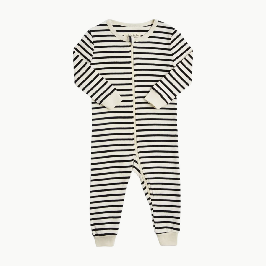 Organic Dreamy Long Sleeve Romper Natural Stripe