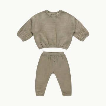 Textured Sweat Set Olive