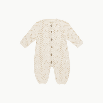 Long Sleeve Bobble Romper Natural