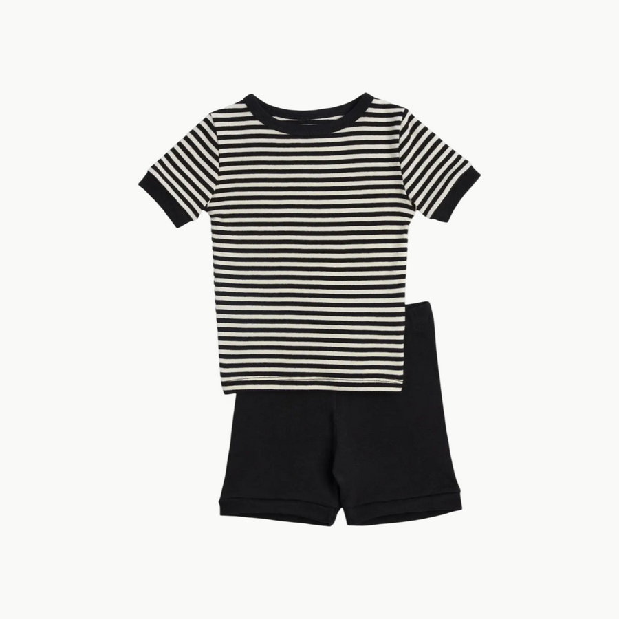 Dreamy Short Sleeve + Shorts PJ Set Natural Stripe