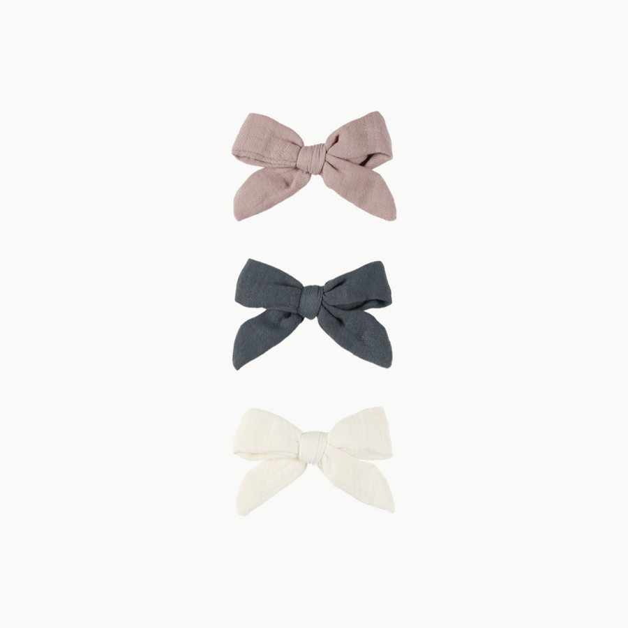 Bow With Clips Set of 3 Mauve Mix