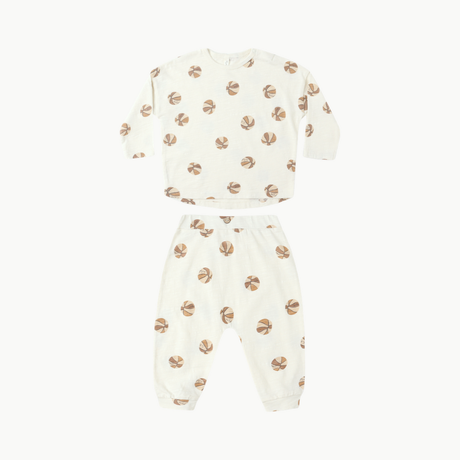 Long Sleeve Tee + Pants Set Basketballs