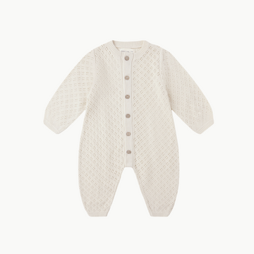Long Sleeve Bubble Romper Natural
