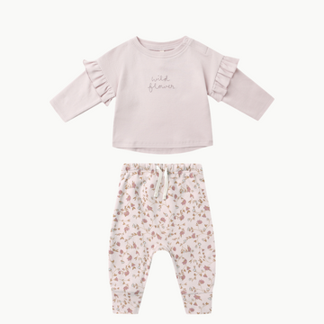 Drawstring Pant + Ruffle Tee Wildflower