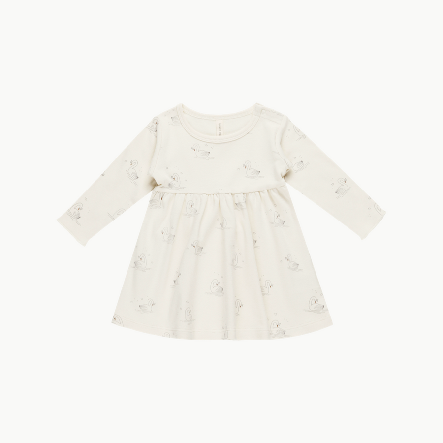 Long Sleeve Baby Dress Swans