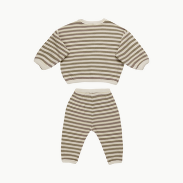 Waffle Slouch Set Olive Stripe