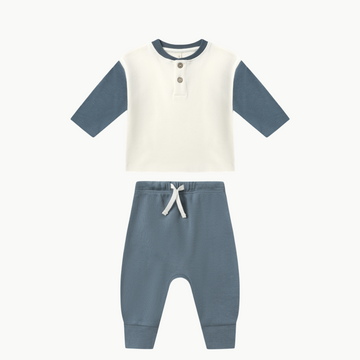 Drawstring Pant + Henley Tee Ocean