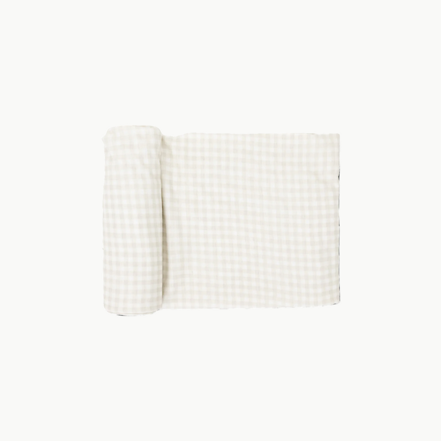 Stretch Knit Swaddle Tan Gingham