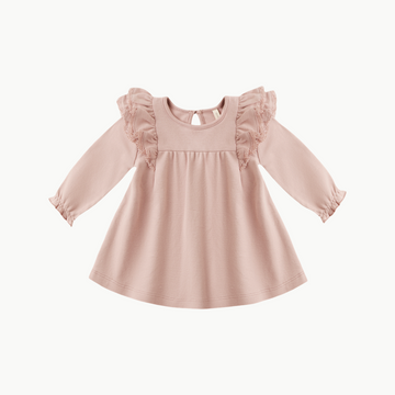 Long Sleeve Flutter Dress Rose