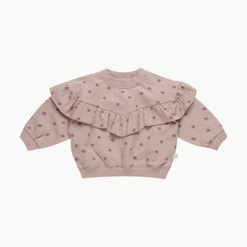 Ruffle Fleece Sweatshirt Polka Dots