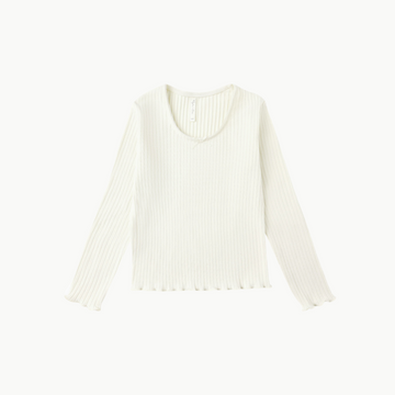 Ribbed Long Sleeve Tee Ivory
