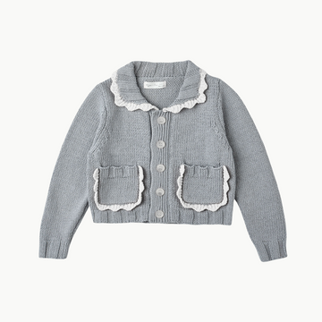 Scallop Cardigan Dusty Blue