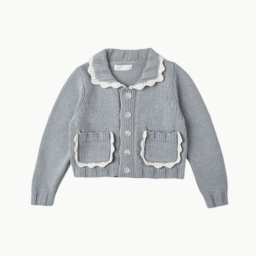 Scallop Cardigan Dusty Blue