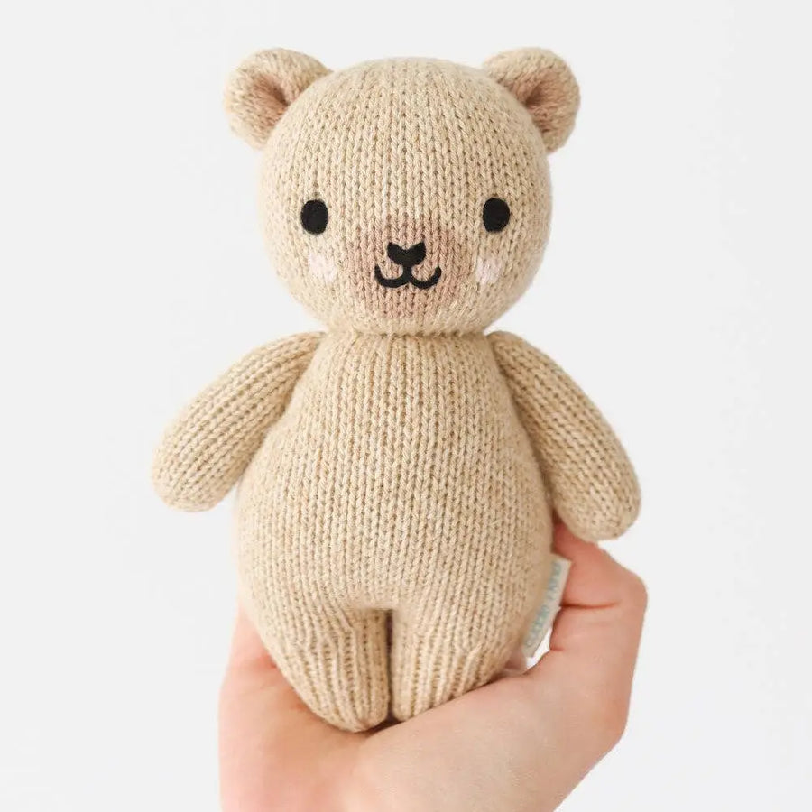 Hand Knit Doll Baby Bear 7”