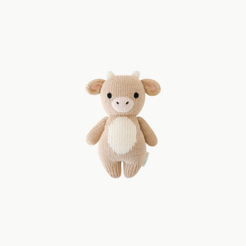 Hand Knit Doll Baby Cow 7”
