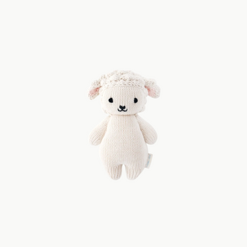 Hand Knit Doll Baby Lamb 7”