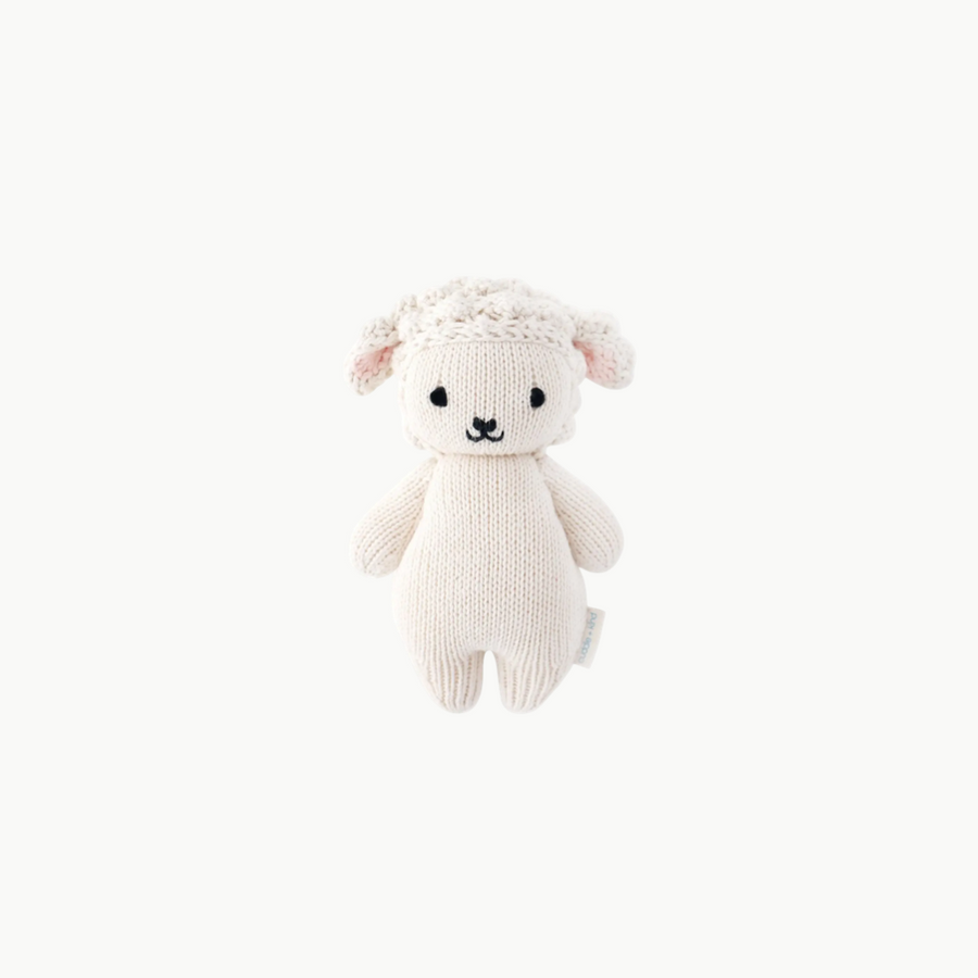 Hand Knit Doll Baby Lamb 7”