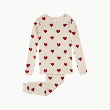 Two Piece Sleep Set Ribbed Hearts