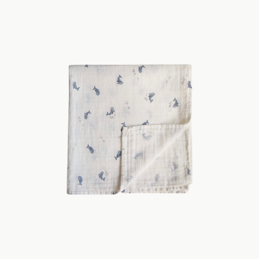 Organic Cotton Swaddle Whales