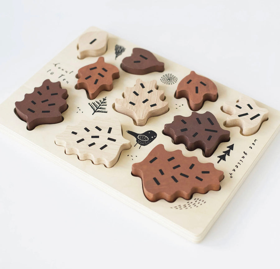 Wood Tray Puzzle Leaf Count To Ten