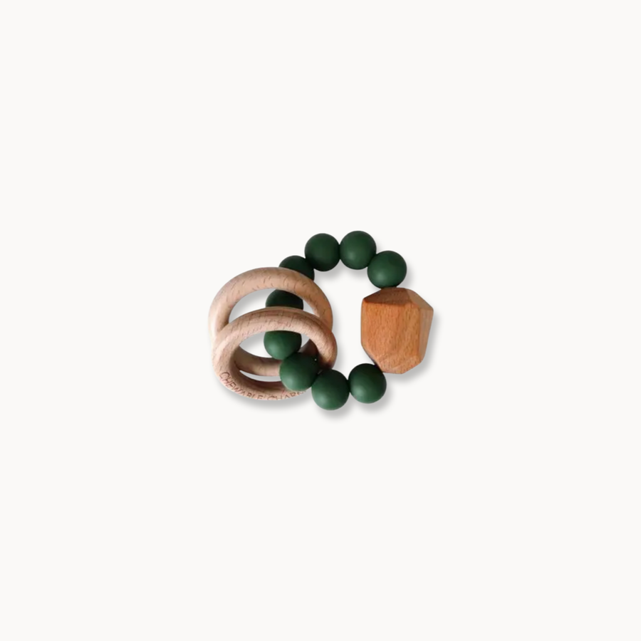 Silicon + Wood Teether Winter Green