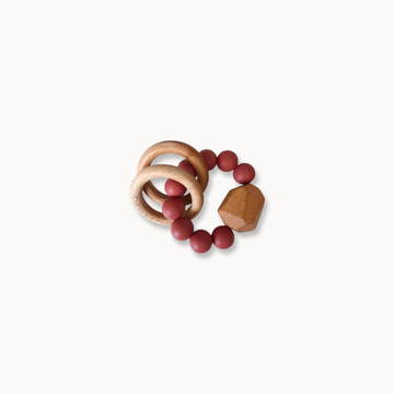Silicon + Wood Teether Winter Red