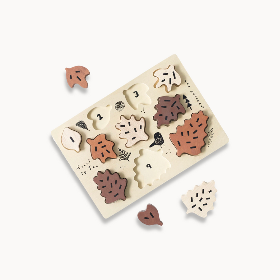 Wood Tray Puzzle Leaf Count To Ten